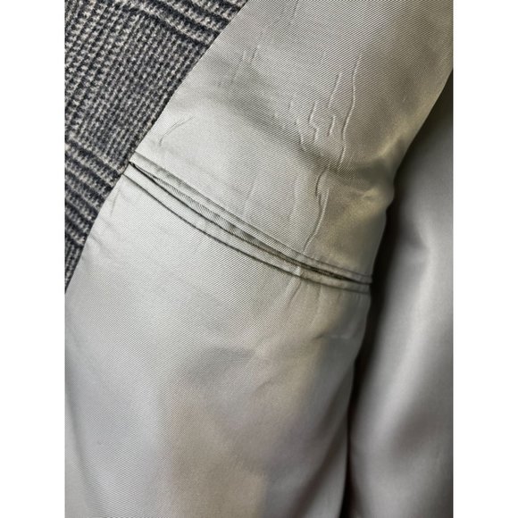 Vintage Black & White Plaid Cashmere Sports Jacket, Men's Size Xtra- Large Tall - Picture 9 of 16